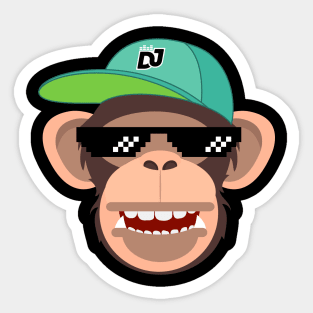 wild and funny monkey dj Sticker